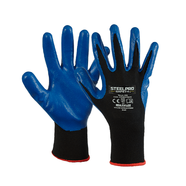 Guante Multiflex Nylon Nitrilo Foam Blue, Steelpro