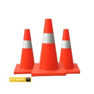 Cono de Señalización Vial de 90 cm con Base Naranja y Reflectivo G.I.C - Seguridad Visible