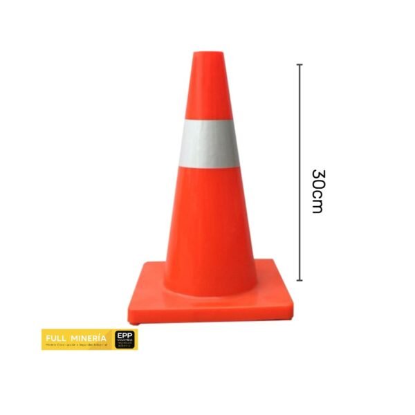 Cono de Señalización Vial de 30 cm en Polietileno Semiflexible con Reflectivo Grado Ingeniería Comercial
