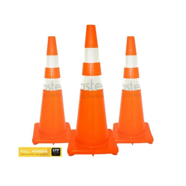 Cono de Señalización Vial de 90 cm con Base Naranja y Dos Reflectivos de Alta Intensidad - Mejora la Seguridad en tus Vías